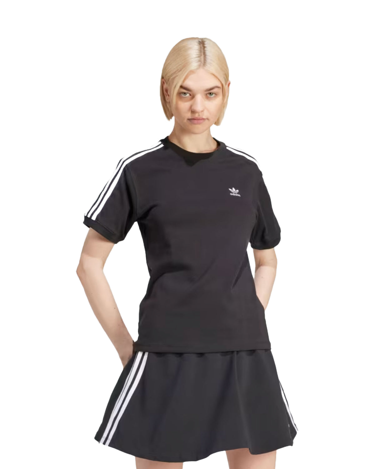 T-Shirt Donna Adidas 3 Stripe Black