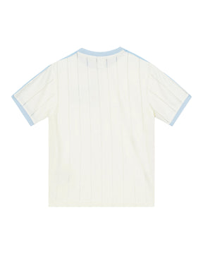 T-Shirt Donna Adidas 3 Stripe Tee Bianco Celeste