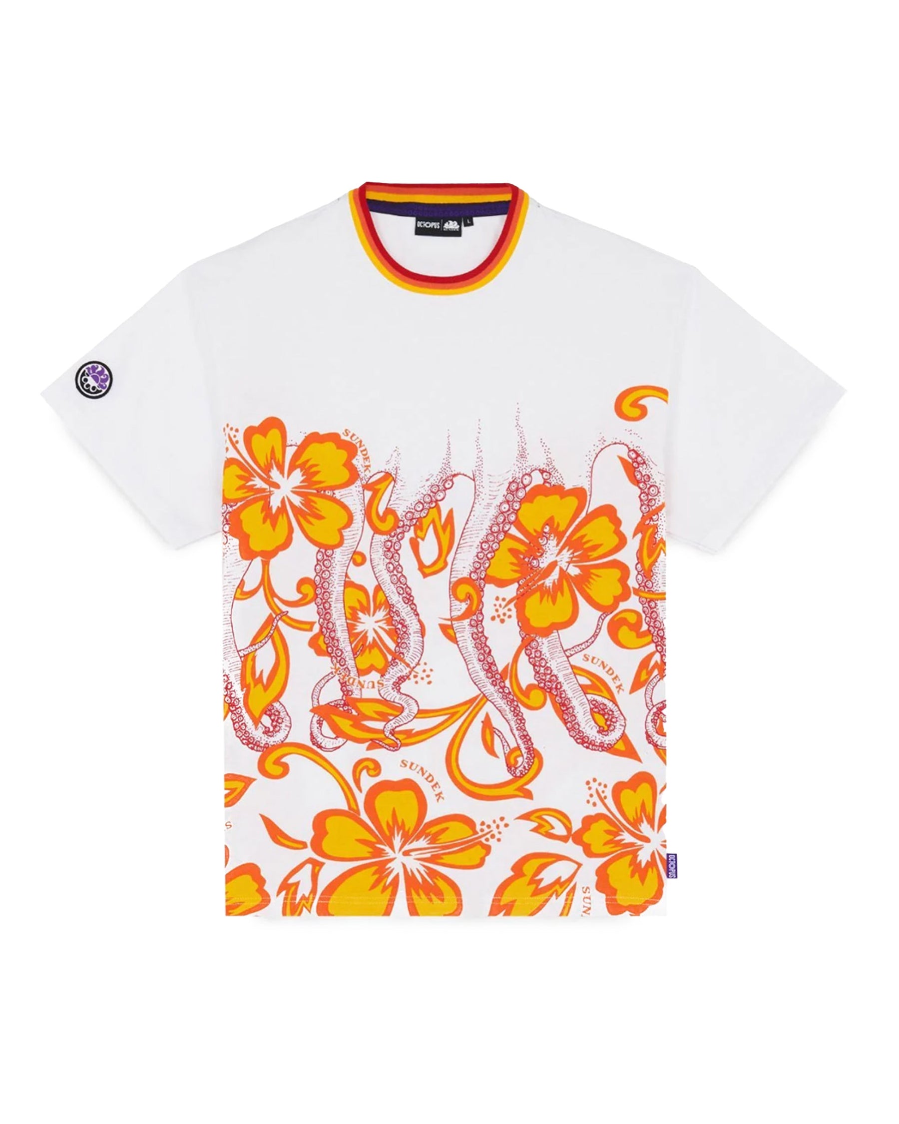 T-Shirt Sundek x Octopus Hibiscus White