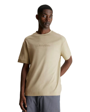 Man Tee Calvin Klein Comfort Debossed Logo Beige