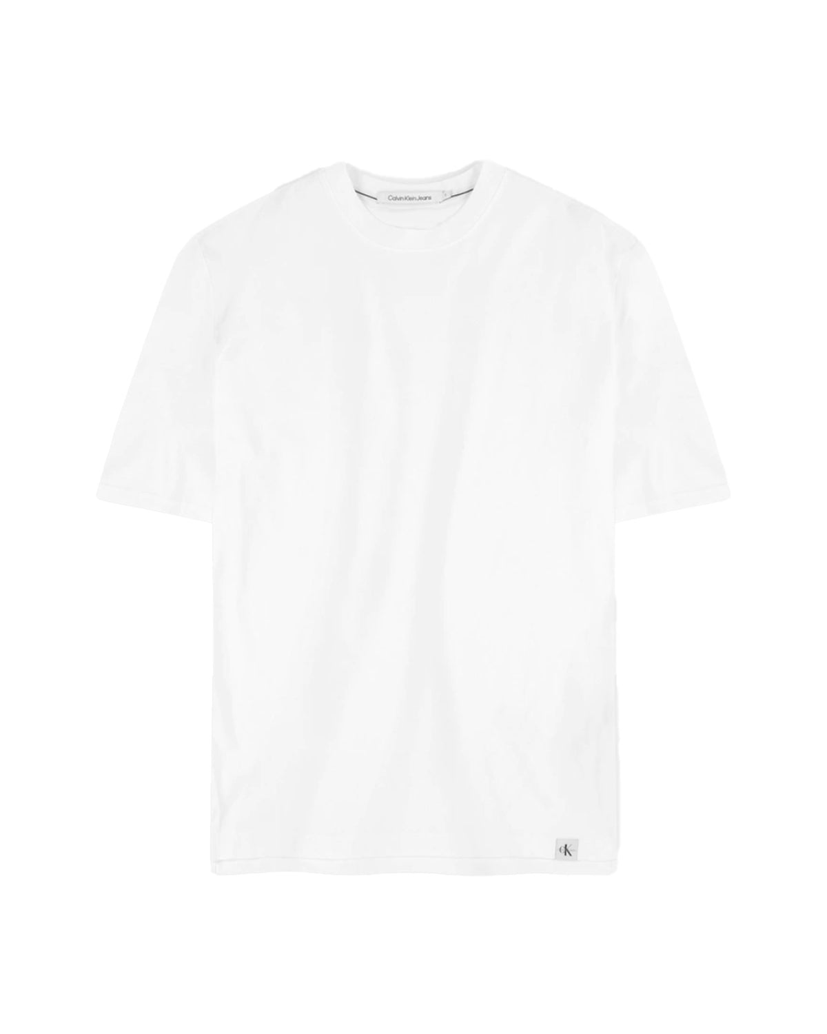 T-Shirt Uomo Calvin Klein Woven Tab Long Tee Bianco