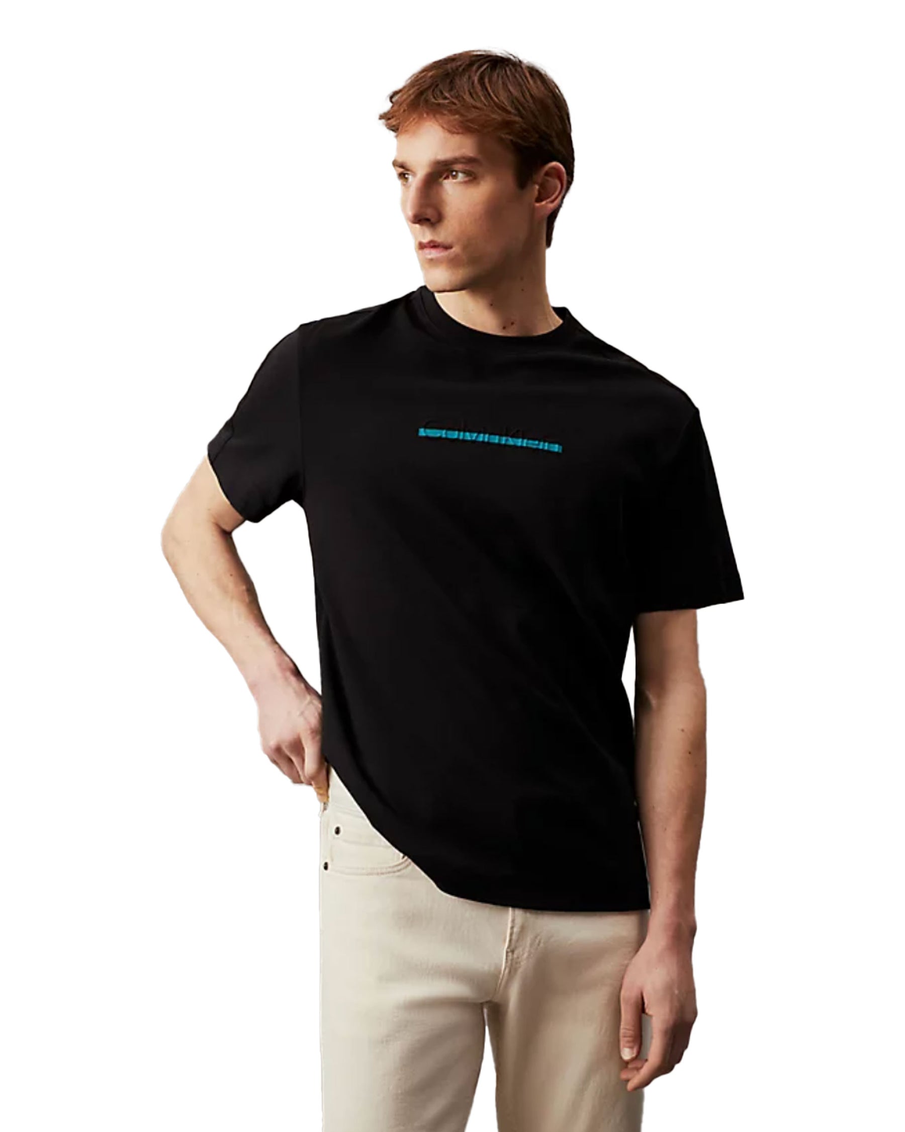 Man Tee Calvin Klein Color Embossed Logo Black